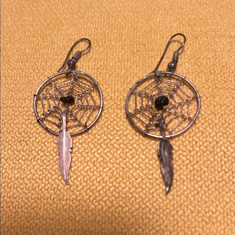 Sterling Silver Native American Dreamcatcher Earrings